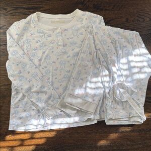 The Beaufort Bonnet Company White Pajama Set with Blue and Pink Accents